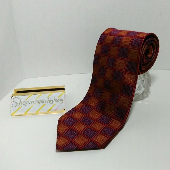 Kenneth Roberts Platinum men's tie purple gold red - Picture 1 of 1